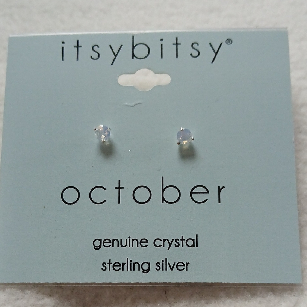 White Crystal Earrings Sterling Silver Minimalist